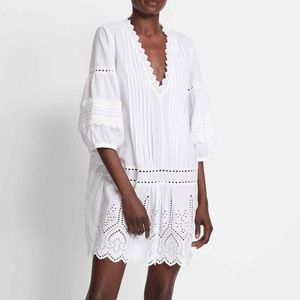 Club Monaco White Cotton Eyelet Dress